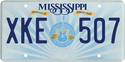 MS license plate XKE507