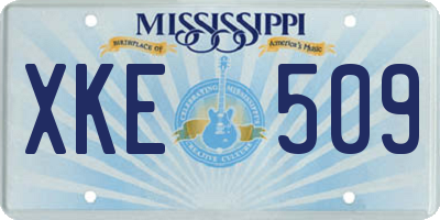 MS license plate XKE509