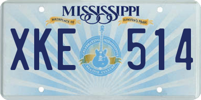 MS license plate XKE514