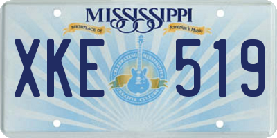 MS license plate XKE519