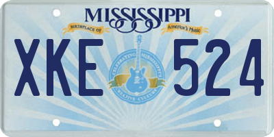 MS license plate XKE524
