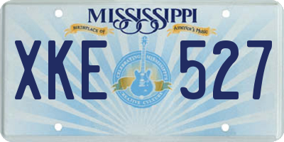 MS license plate XKE527