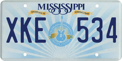 MS license plate XKE534