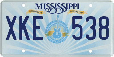 MS license plate XKE538
