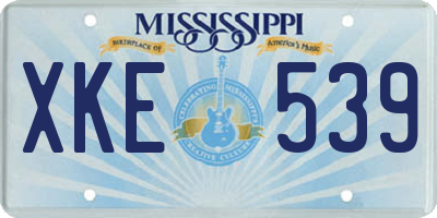 MS license plate XKE539