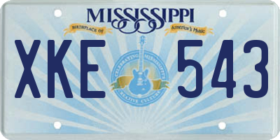 MS license plate XKE543