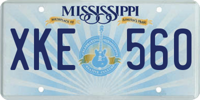 MS license plate XKE560