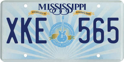 MS license plate XKE565