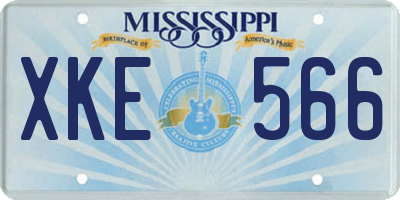 MS license plate XKE566