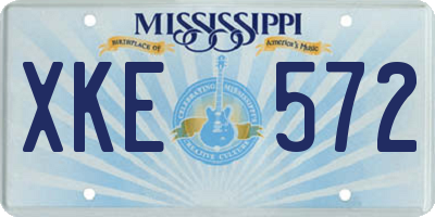 MS license plate XKE572