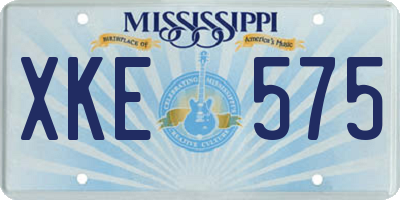 MS license plate XKE575