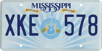 MS license plate XKE578
