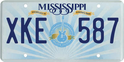 MS license plate XKE587