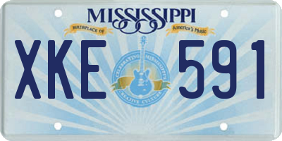MS license plate XKE591