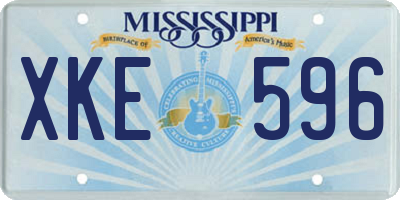 MS license plate XKE596