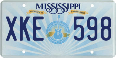 MS license plate XKE598