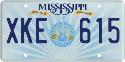 MS license plate XKE615
