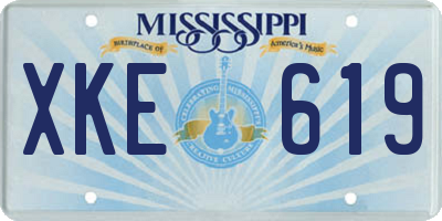 MS license plate XKE619