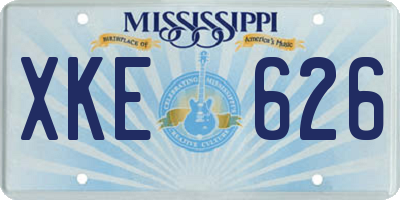 MS license plate XKE626