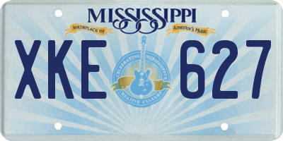 MS license plate XKE627