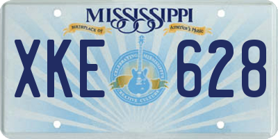 MS license plate XKE628