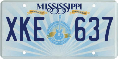 MS license plate XKE637