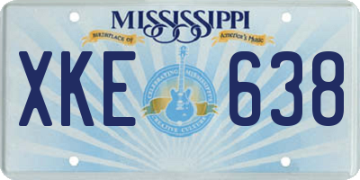 MS license plate XKE638