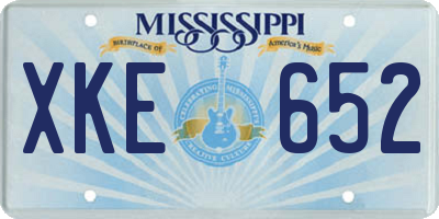MS license plate XKE652