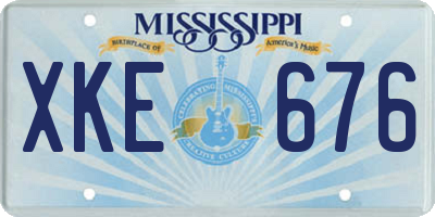 MS license plate XKE676