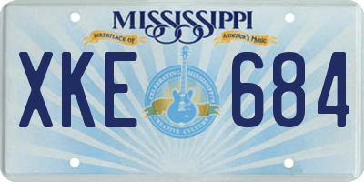 MS license plate XKE684