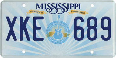 MS license plate XKE689