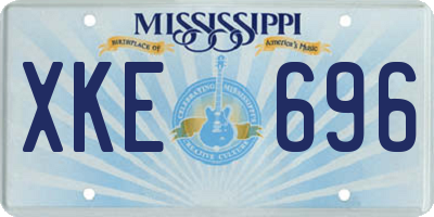 MS license plate XKE696
