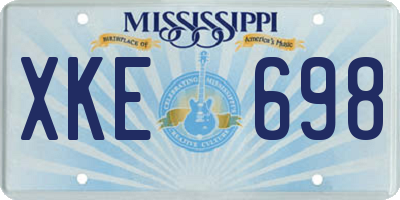 MS license plate XKE698
