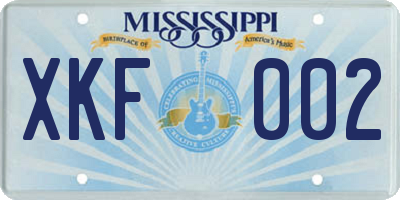 MS license plate XKF002