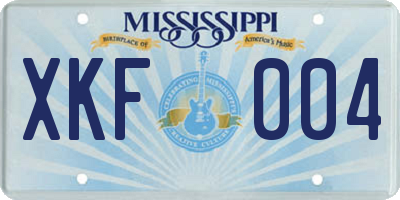 MS license plate XKF004