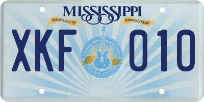 MS license plate XKF010