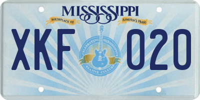 MS license plate XKF020