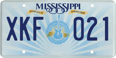 MS license plate XKF021