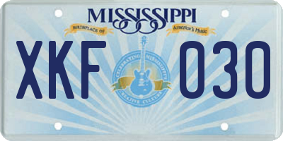 MS license plate XKF030