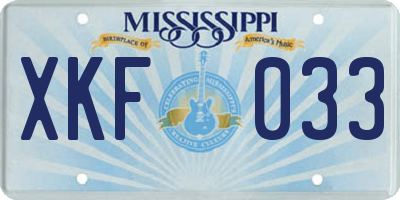 MS license plate XKF033