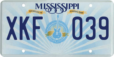 MS license plate XKF039