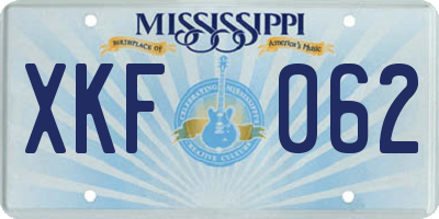 MS license plate XKF062