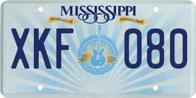 MS license plate XKF080