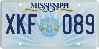 MS license plate XKF089