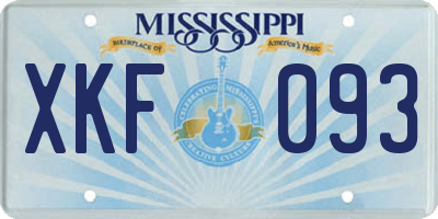 MS license plate XKF093