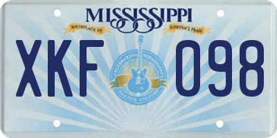 MS license plate XKF098