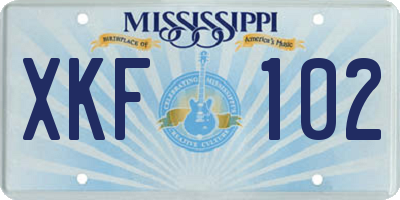 MS license plate XKF102