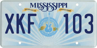 MS license plate XKF103