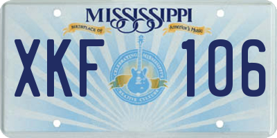 MS license plate XKF106
