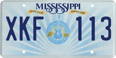 MS license plate XKF113
